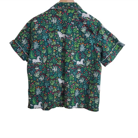 PrintFresh Pajama Top M Unicorn's Garden Juniper Organic Cotton Short Sleeve - Picture 3 of 13